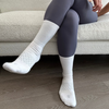 gripper socks for pilates - white - crew midcalf - organic GOTS certified cotton