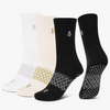 grip socks crew white black natural undyed organic cotton