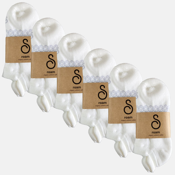 organic cotton trainer socks - white - 6 pairs