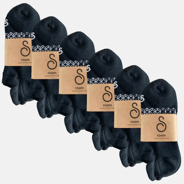 trainer socks that stay up - black - 6 pack
