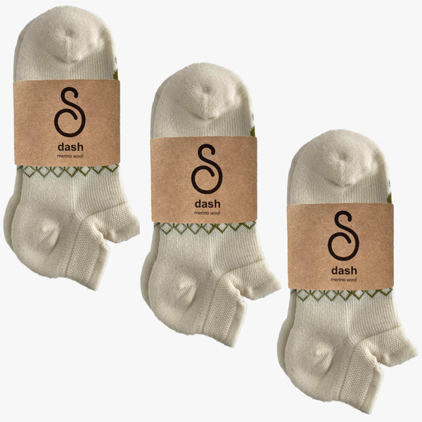 merino wool trainer socks - natural undyed - 3 pack