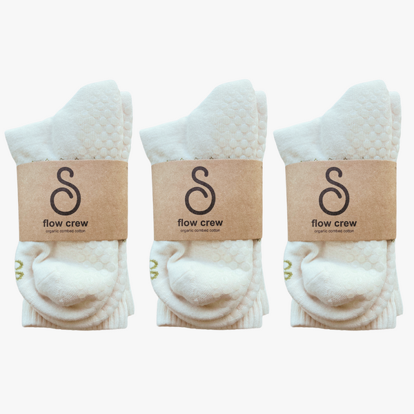 grip socks (crew) - organic combed cotton