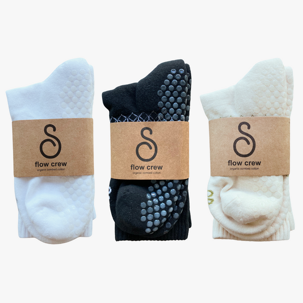 grip socks (crew) - organic combed cotton