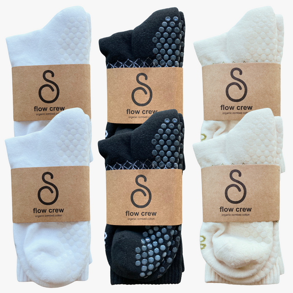 grip socks (crew) - organic combed cotton