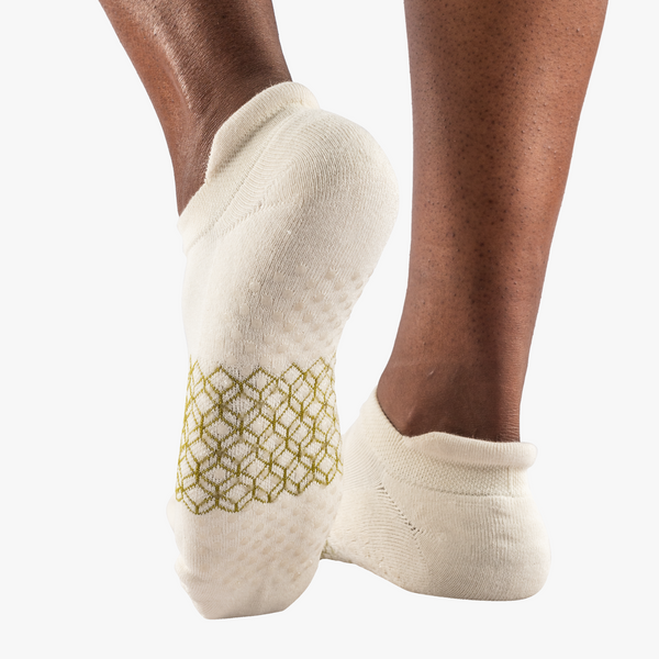 Pilates gripper socks - natural undyed - back view