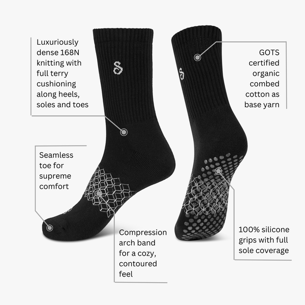 hipSwan crew grip socks with key features