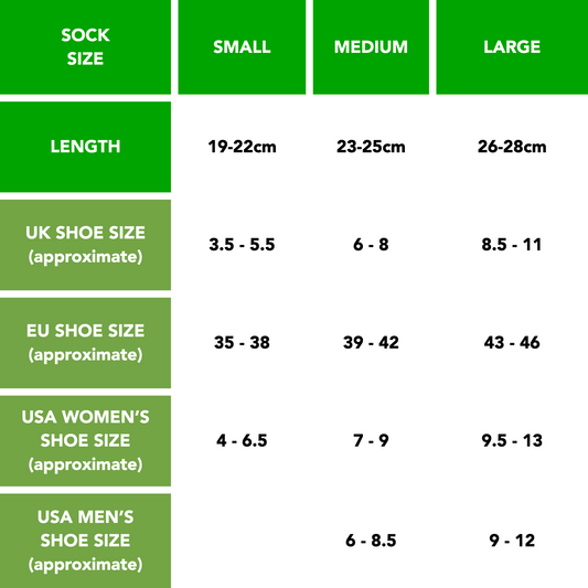 sock size chart - us, uk, eu equivalents | hipSwan UK